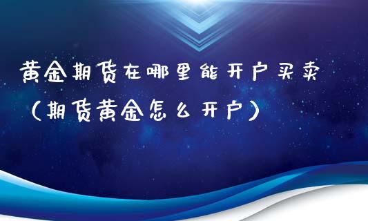 黄金期货在哪里能开户买卖（期货黄金怎么开户）_https://qh.lansai.wang_股票技术分析_第1张