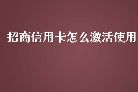 招商信用卡怎么激活使用_https://qh.lansai.wang_股票技术分析_第1张