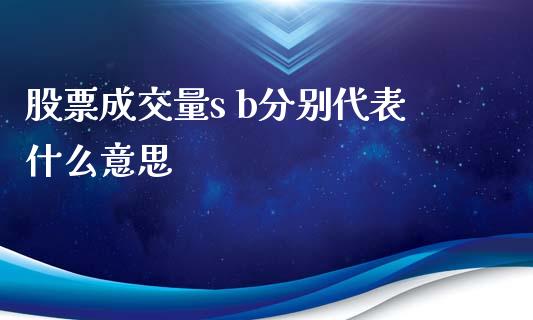股票成交量s b分别代表什么意思_https://qh.lansai.wang_期货怎么玩_第1张
