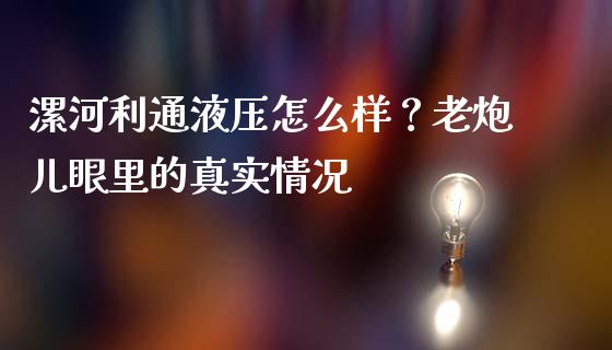 漯河利通液压怎么样？老炮儿眼里的真实情况_https://qh.lansai.wang_股票新闻_第1张