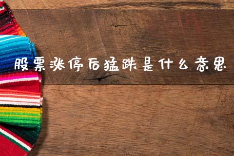 股票涨停后猛跌是什么意思_https://qh.lansai.wang_期货喊单_第1张