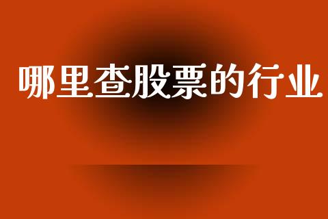 哪里查股票的行业_https://qh.lansai.wang_期货理财_第1张