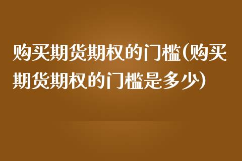 购买期货期权的门槛(购买期货期权的门槛是多少)_https://qh.lansai.wang_期货理财_第1张