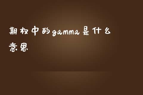 期权中的gamma是什么意思_https://qh.lansai.wang_期货喊单_第1张