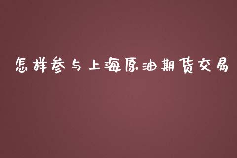 怎样参与上海原油期货交易_https://qh.lansai.wang_期货怎么玩_第1张