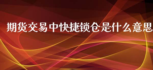 期货交易中快捷锁仓是什么意思_https://qh.lansai.wang_期货喊单_第1张