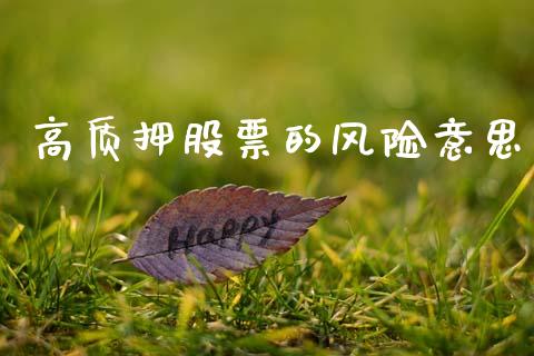 高质押股票的风险意思_https://qh.lansai.wang_期货理财_第1张