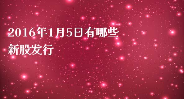 2016年1月5日有哪些新股发行_https://qh.lansai.wang_期货喊单_第1张
