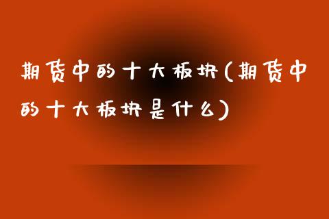 期货中的十大板块(期货中的十大板块是什么)_https://qh.lansai.wang_期货喊单_第1张
