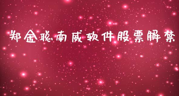 郑金聪南威软件股票解禁_https://qh.lansai.wang_期货理财_第1张