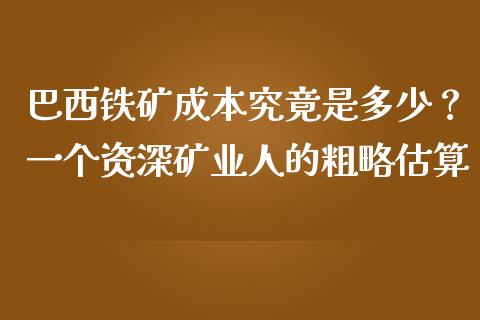 巴西铁矿成本究竟是多少？一个资深矿业人的粗略估算_https://qh.lansai.wang_期货理财_第1张
