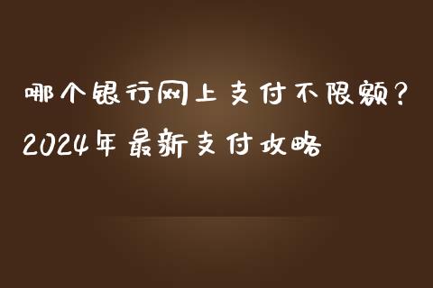 哪个银行网上支付不限额？2024年最新支付攻略_https://qh.lansai.wang_股票技术分析_第1张
