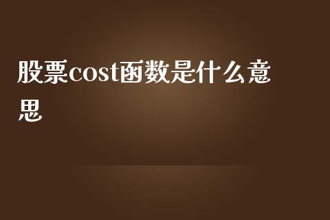 股票cost函数是什么意思_https://qh.lansai.wang_期货怎么玩_第1张