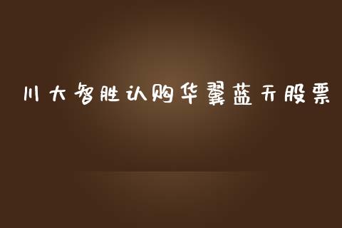 川大智胜认购华翼蓝天股票_https://qh.lansai.wang_新股数据_第1张